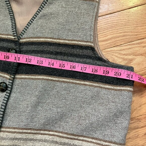 Vintage Easy Wear Vest Mens L Grandpa Stripe Wool Blend Neutral Academia - Picture 4 of 7